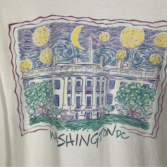 Vintage 1990s RARE Washington DC Starry Night Art T-Shirt XL - Picture 2 of 5
